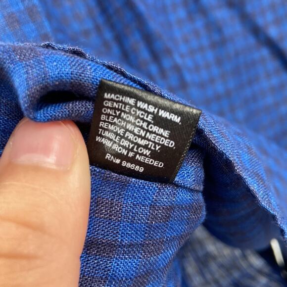 NWT Todd Snyder 100% linen blue check Button Down Shirt - Picture 5 of 7